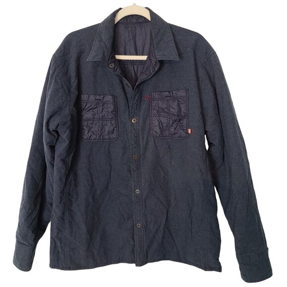 SIMMS Mens Black Snap Front Long Sleeves Lined Fishing Shirt Jacket Pockets